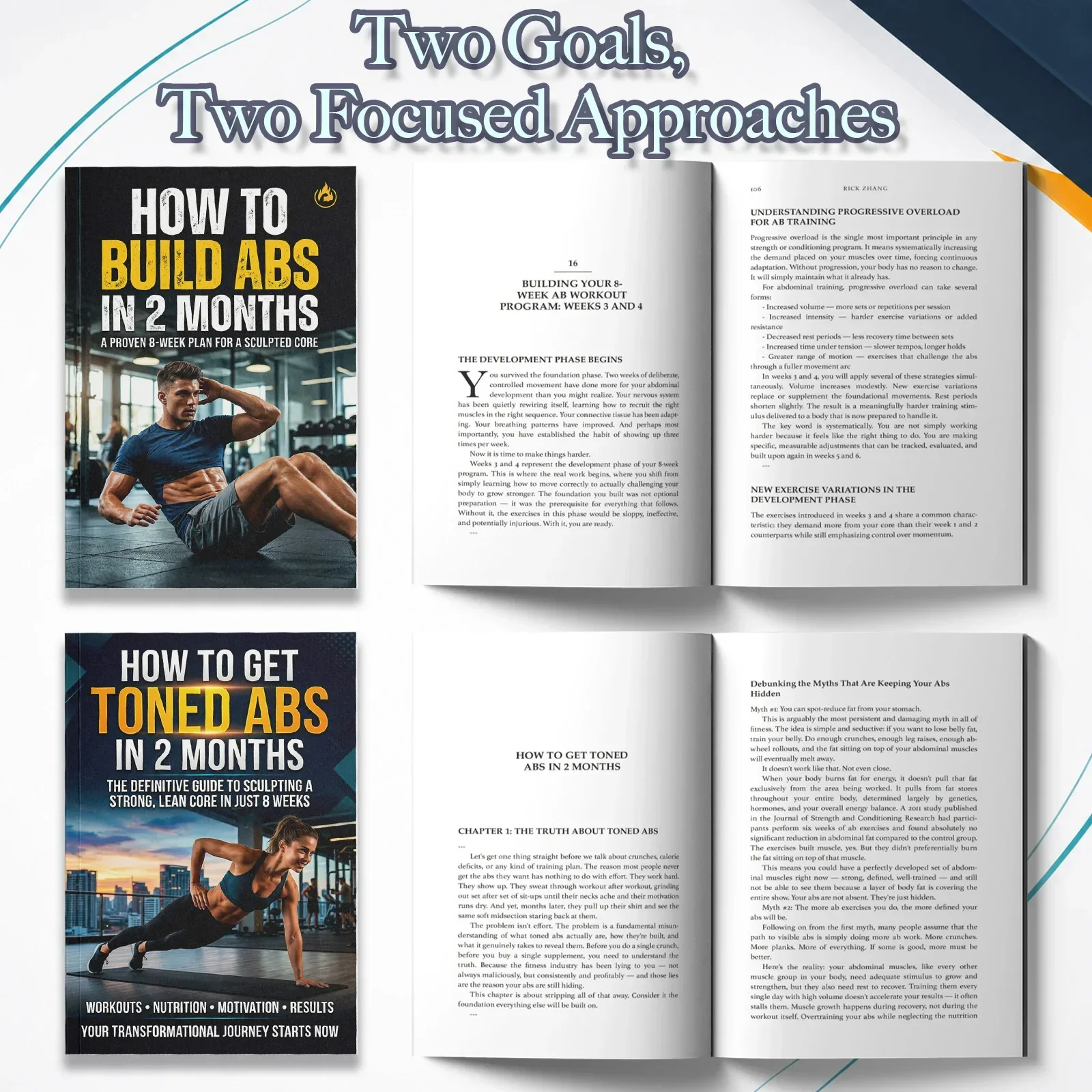 男性と女性のための2冊セット腹筋トレーニングガイド、引き締ま - Fitness Nutrition Guide Book のレビューと価格
